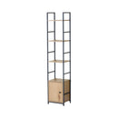 CARLA HOME 5 Tier Bookshelf with Cabinet - Brown - Storage Cabinet - Rustic - Steel-8
