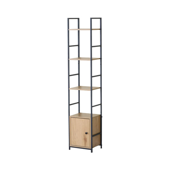 CARLA HOME 5 Tier Bookshelf with Cabinet - Brown - Storage Cabinet - Rustic - Steel