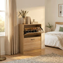 CARLA HOME 2 Flip Drawer Shoe Cabinet - Hidden Storage - Modern - Shoe Storage Cabinet - Oak-5