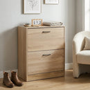 CARLA HOME 2 Flip Drawer Shoe Cabinet - Hidden Storage - Modern - Shoe Storage Cabinet - Oak-6