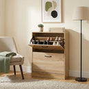 CARLA HOME 2 Flip Drawer Shoe Cabinet - Hidden Storage - Modern - Shoe Storage Cabinet - Oak-7