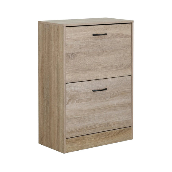 CARLA HOME 2 Flip Drawer Shoe Cabinet - Hidden Storage - Modern - Shoe Storage Cabinet - Oak