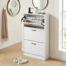 CARLA HOME 3 Flip Drawer Shoe Cabinet - Hidden Storage - Modern - Shoe Storage Cabinet - White-2