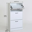 CARLA HOME 3 Flip Drawer Shoe Cabinet - Hidden Storage - Modern - Shoe Storage Cabinet - White-3