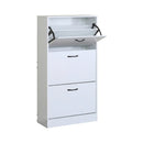 CARLA HOME 3 Flip Drawer Shoe Cabinet - Hidden Storage - Modern - Shoe Storage Cabinet - White-8