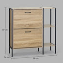 CARLA HOME 2 Flip Shoe Cabinet with Side Shelf - 88 cm Oak - Brown - Shoe Cabinet With Shelf-3