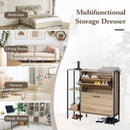 CARLA HOME 2 Flip Shoe Cabinet with Side Shelf - 88 cm Oak - Brown - Shoe Cabinet With Shelf-5
