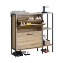 CARLA HOME 2 Flip Shoe Cabinet with Side Shelf - 88 cm Oak - Brown - Shoe Cabinet With Shelf-10