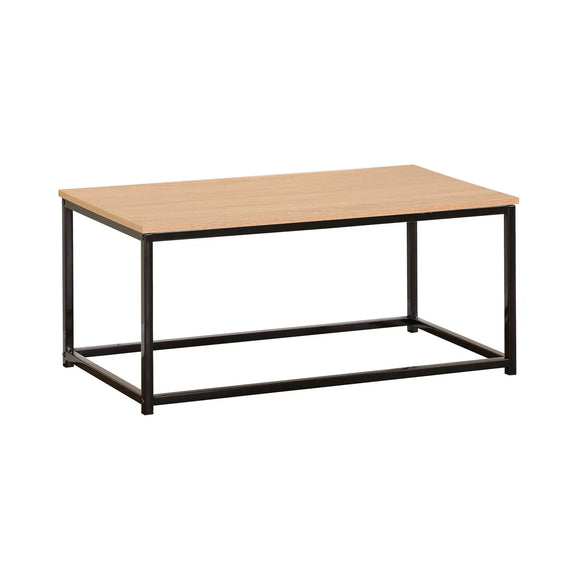 CARLA HOME Modern Rustic Coffee Table - Wood Top Metal Frame - Brown - Steel - Modern Coffee Table
