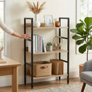 CARLA HOME 3 Tier Bookshelf - Wood Metal Display Shelf - Brown - Rustic - Steel - Living Room Office-2