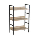 CARLA HOME 3 Tier Bookshelf - Wood Metal Display Shelf - Brown - Rustic - Steel - Living Room Office-9