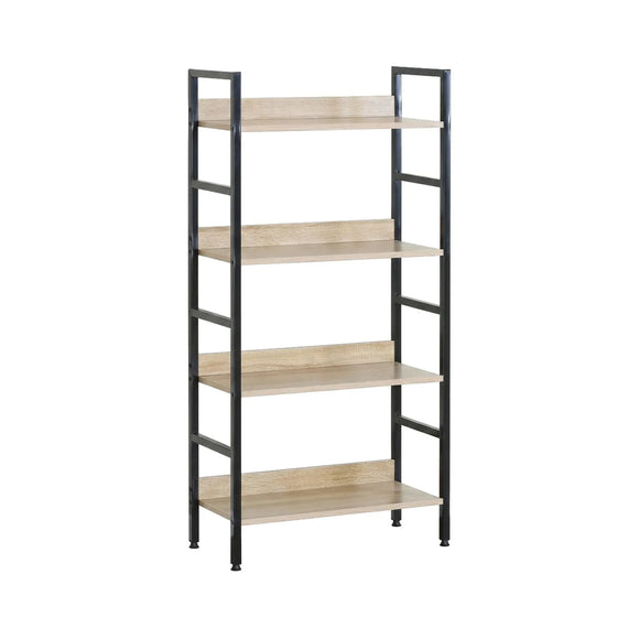CARLA HOME 4 Tier Bookshelf - Wood Metal Display Shelf - Brown - Rustic - Steel - Living Room Office