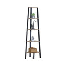 CARLA HOME 5 Tier Corner Shelf - Ladder Bookshelf - Metal Frame - Brown - Rustic-1