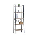 CARLA HOME 5 Tier Ladder Shelf - Wood Metal Display Bookcase - Brown - Rustic - Steel-1