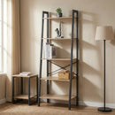CARLA HOME 5 Tier Ladder Shelf - Wood Metal Display Bookcase - Brown - Rustic - Steel-6