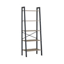 CARLA HOME 5 Tier Ladder Shelf - Wood Metal Display Bookcase - Brown - Rustic - Steel-8