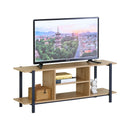 CARLA HOME Tv Stand Entertainment Console - Open Shelves - Oak - Brown - Rustic - Steel-1