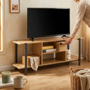 CARLA HOME Tv Stand Entertainment Console - Open Shelves - Oak - Brown - Rustic - Steel-5