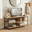 CARLA HOME Tv Stand 3 Tier Open Shelf Entertainment Console - Brown - Rustic - Steel-2