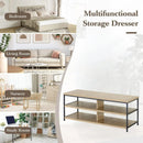 CARLA HOME Tv Stand 3 Tier Open Shelf Entertainment Console - Brown - Rustic - Steel-4