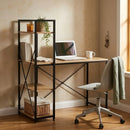 CARLA HOME Computer Desk with 4 Shelf Bookcase - Steel - Brown - Rustic - Office Desk Computer-6