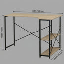 CARLA HOME Office Desk with 2 Shelves - Metal Frame - Natural - 120cm - Brown - Rustic-3