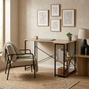 CARLA HOME Office Desk with 2 Shelves - Metal Frame - Natural - 120cm - Brown - Rustic-7