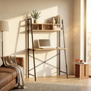 CARLA HOME Ladder Desk with Shelves - Steel Frame - Oak - 84cm - Brown - Study Desk-7