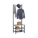 CARLA HOME Hall Tree Coat Rack with Bench - 5 Hooks - Brown - Rustic - Garment Rack-1