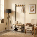 CARLA HOME Hall Tree Coat Rack with Bench - 5 Hooks - Brown - Rustic - Garment Rack-6