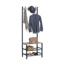 CARLA HOME Hall Tree Coat Rack with Bench - 5 Hooks - Brown - Rustic - Garment Rack-9