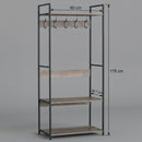 CARLA HOME Freestanding Garment Rack - 5 Hooks 4 Shelves - Brown - Rustic - Steel-3