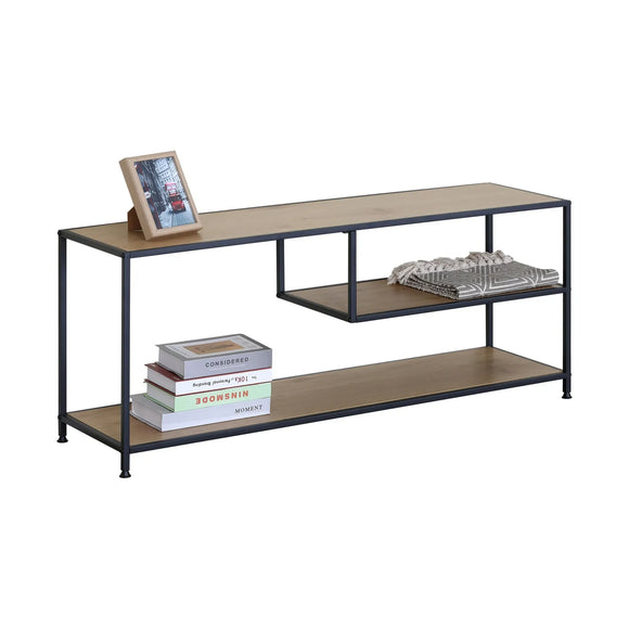 CARLA HOME Industrial Console Table - 3 Shelf Open Storage - Brown - Commodity Shelf