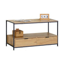 CARLA HOME Coffee Table with 2 Drawers - Open Shelf - Brown - Rustic - Steel - Living Room Bedroom-10