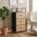 CARLA HOME 3 Drawer Tallboy Storage Cabinet - Brown - Rustic - Steel - Chest Drawers Tallboy-2