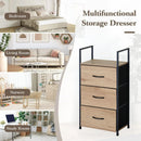 CARLA HOME 3 Drawer Tallboy Storage Cabinet - Brown - Rustic - Steel - Chest Drawers Tallboy-4