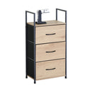 CARLA HOME 3 Drawer Tallboy Storage Cabinet - Brown - Rustic - Steel - Chest Drawers Tallboy-9