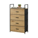 CARLA HOME 4 Drawer Tallboy Large Storage Cabinet - Brown - Rustic - Steel - Chest Drawers Tallboy-1