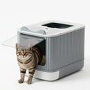 CARLA HOME Enclosed Cat Litter Box - Drawer Tray - Large - Scoop Drawer Design-1