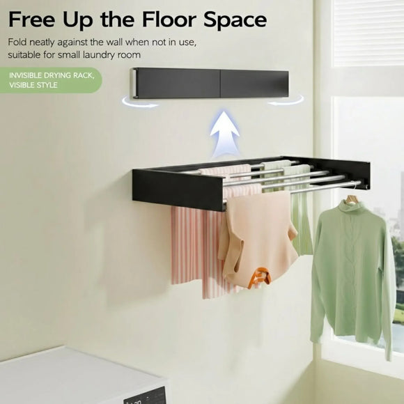 CARLA HOME Wall Mounted Clothes Drying Rack - Foldable - Balcony Folding Clothes - Black