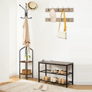 Industrial Design Entryway Shoe Rack with Coat Hooks Organizer (Grey)-8