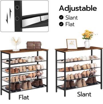 5-Tier Shoe Rack, Industrial Shoe Organizer Storage Bench - 0