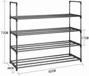4-Tier Stainless Steel Shoe Rack Storage Organizer to Hold up to 20 Pairs of Shoes (80cm, Black)-2