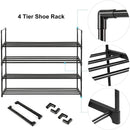 4-Tier Stainless Steel Shoe Rack Storage Organizer to Hold up to 20 Pairs of Shoes (80cm, Black)-3