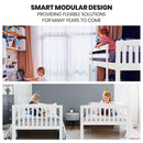 Kingston Slumber Wooden Kids Bunk Bed Frame, with Modular Design that can convert to 2 Single, White-9
