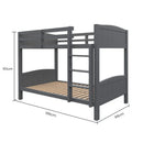 KINGSTON SLUMBER Single Bunk Bed Frame, Solid Pine 2-in-1 Modular Design Convert to 2 Single Beds, Grey-2