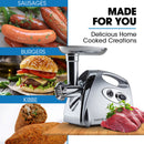 EUROCHEF Electric Meat Grinder, Stainless Steel Mincer Sausage Filler Kibbe Maker, Silver-3