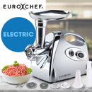 EUROCHEF Electric Meat Grinder, Stainless Steel Mincer Sausage Filler Kibbe Maker, Silver-2