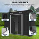 PlantCraft Galvanised Steel Garden Shed 2.38 x 1.31 x 1.82m, with 2 Sliding Doors, 2 Air Vents, Skillion Roof, Floor Frame-5