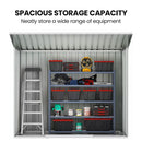 PlantCraft Galvanised Steel Garden Shed 2.38 x 1.31 x 1.82m, with 2 Sliding Doors, 2 Air Vents, Skillion Roof, Floor Frame-8